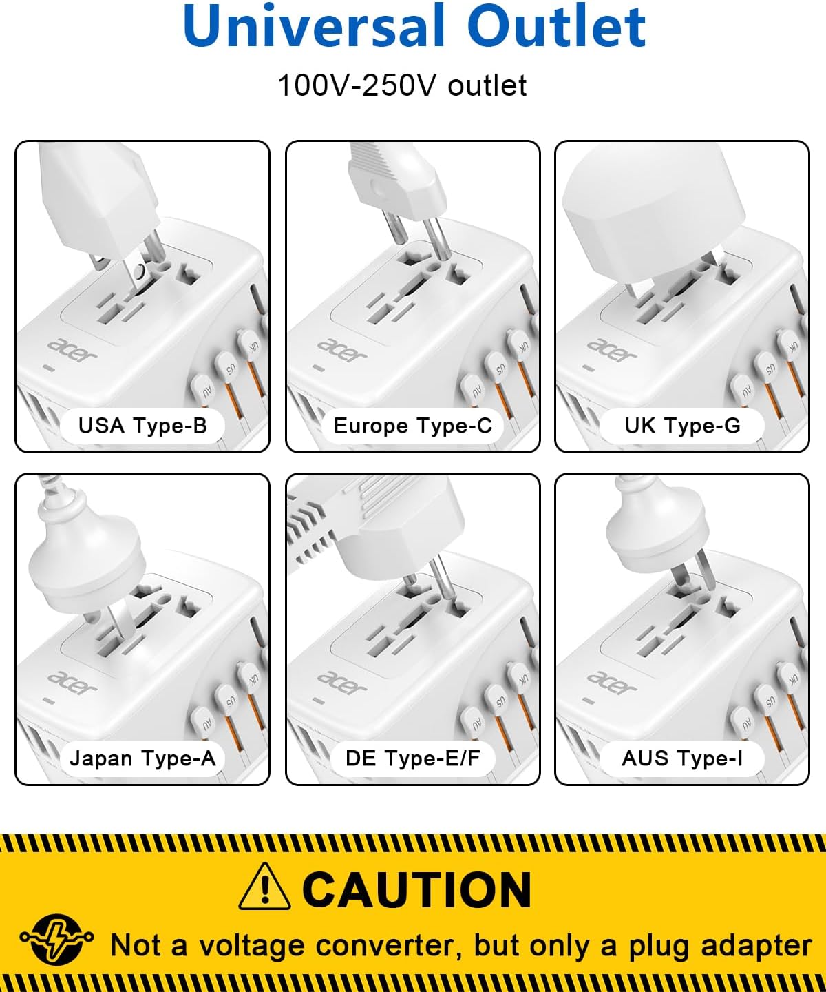 Eco Universal Travel Adapter Acer - Wheat Straw, Natural - Image 3